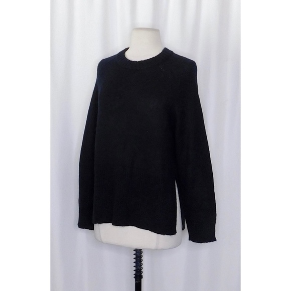 NWT!! J. CREW High Rib Pullover Sweater Wool Alpaca Solid Black Minimalist Small - Picture 5 of 12
